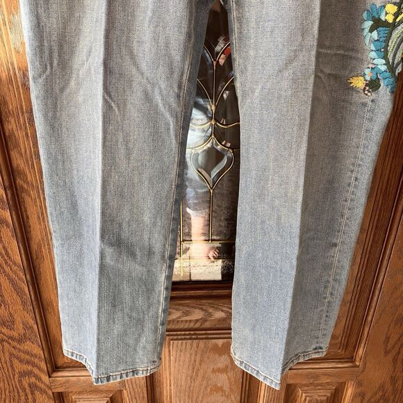 Vtg Z Cavaricci Jeans Womens High Rise Embroidered flower Straight Leg Boho S 14 - Picture 8 of 16